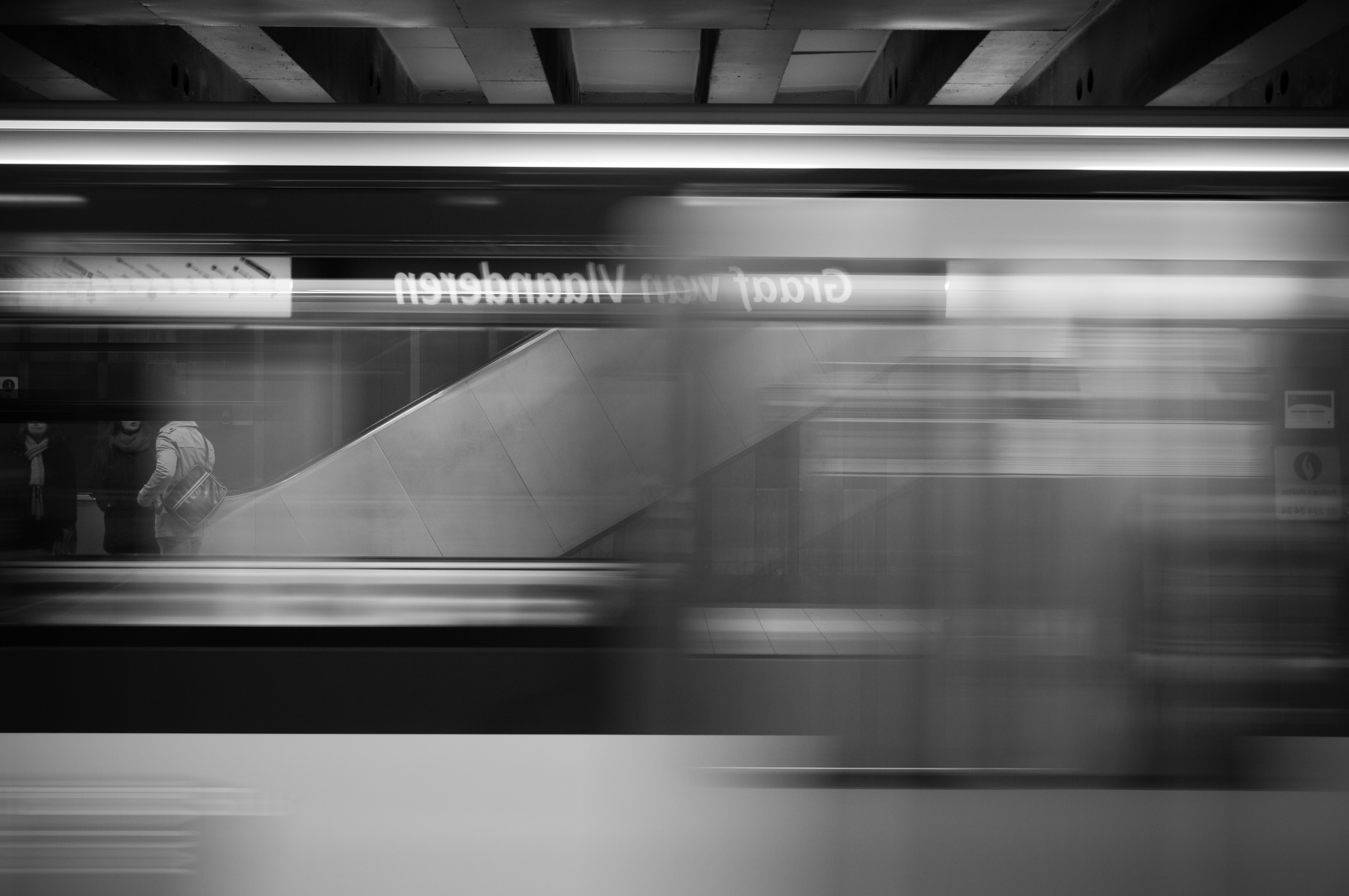 Moving train / stationary person